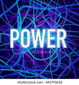 Neon shapes, abstract composition, Power, bright background, a tangle of colored shapes, vector design art
