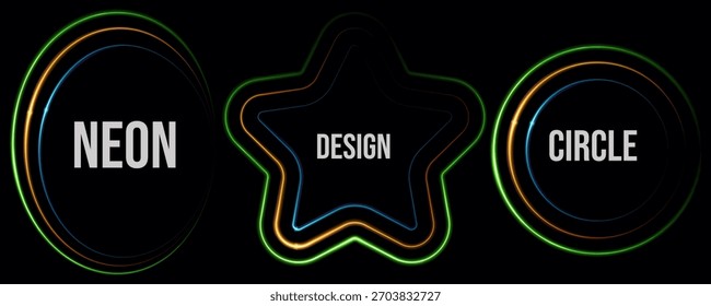 Formas de neón con Elementos de texto para el uso moderno del Diseño gráfico