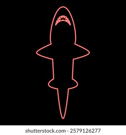 Neon shark red color vector illustration image flat style