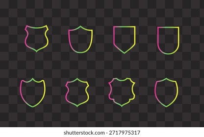 Colección de Vector de contorno de insignia de escudo de neón