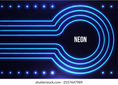 Neon shine circle lines on dark background vector