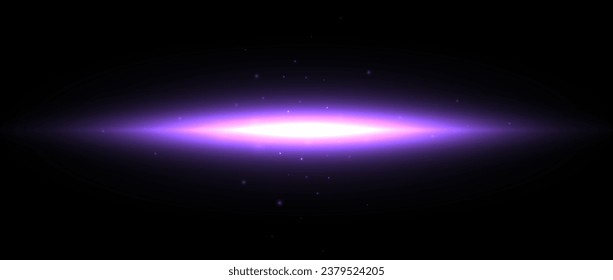 Neon shine effect. Purple light solar light glare concept. Abstract glowing element in dark space. Glow with sparks illustration. Vector design shape for poster, banner, cover, brochure, booklet