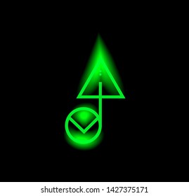 Neon shine line art sacral geometry hipster contour symbol icon in modern style. Can be used for fluent design poster, tattoo concept, electronic music technology cover, flyer, logo, t-shirt print.