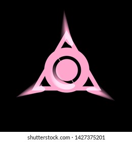 Neon shine line art sacral geometry hipster contour symbol icon in modern style. Can be used for fluent design poster, tattoo concept, electronic music technology cover, flyer, logo, t-shirt print.