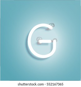 Neon shining character from a set, vector illustration