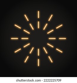 Neon shining frame with circular lines in line style. Round glowing lines, firework shine. Vector illustration.