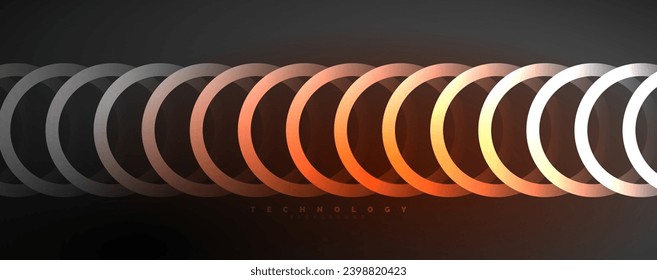 Neon shiny circles abstract background, technology energy space light concept, abstract background wallpaper design