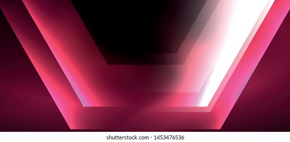 Neon glänzende Farblinien, Hintergrund. Abstrakte farbige Web-Vorlage Geometrisches modernes Technologiekonzept. Abstraktes Vektorbanner-Design.