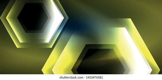 Neon shiny color lines background. Abstract colorful web template Geometric modern technology concept. Vector abstract background banner design.