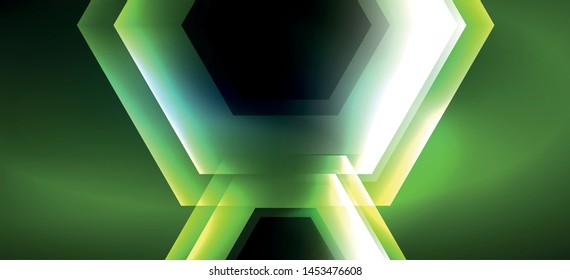 Neon shiny color lines background. Abstract colorful web template Geometric modern technology concept. Vector abstract background banner design.