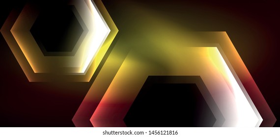 Neon shiny color lines background. Abstract colorful web template Geometric modern technology concept. Vector abstract background banner design.