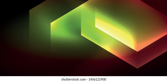 Neon shiny color lines background. Abstract colorful web template Geometric modern technology concept. Vector abstract background banner design.