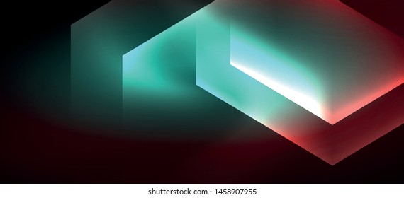 Neon shiny color lines background. Abstract colorful web template Geometric modern technology concept. Vector abstract background banner design.