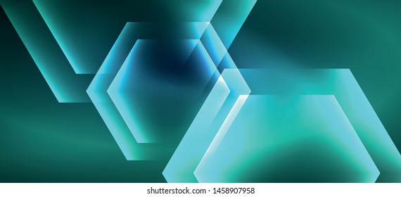 Neon shiny color lines background. Abstract colorful web template Geometric modern technology concept. Vector abstract background banner design.