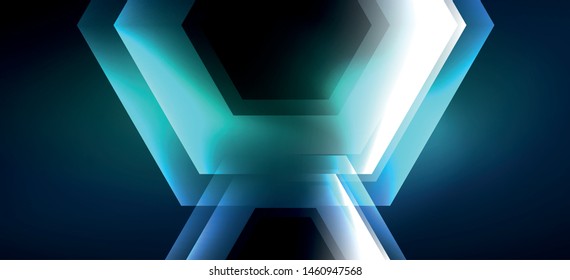 Neon shiny color lines background. Abstract colorful web template Geometric modern technology concept. Vector abstract background banner design.
