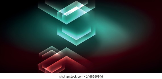 Neon shiny color lines background. Abstract colorful web template Geometric modern technology concept. Vector abstract background banner design.