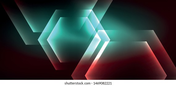 Neon shiny color lines background. Abstract colorful web template Geometric modern technology concept. Vector abstract background banner design.