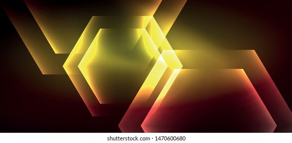 Neon shiny color lines background. Abstract colorful web template Geometric modern technology concept. Vector abstract background banner design.
