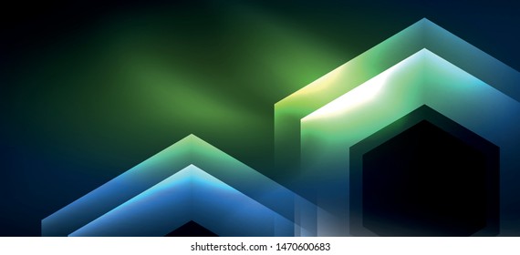 Fondo de líneas de color brillante neón. Resumen de la plantilla web colorida Concepto de tecnología geométrica moderna. Diseño de banner de fondo abstracto vectorial.