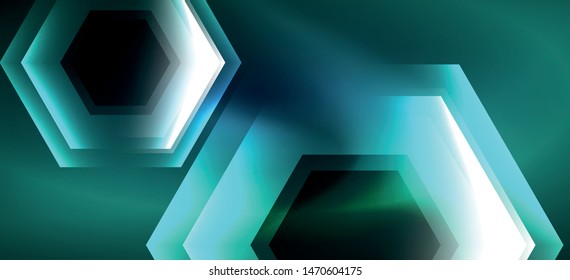 Neon shiny color lines background. Abstract colorful web template Geometric modern technology concept. Vector abstract background banner design.