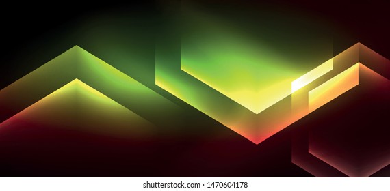 Fondo de líneas de color brillante neón. Resumen de la plantilla web colorida Concepto de tecnología geométrica moderna. Diseño de banner de fondo abstracto vectorial.