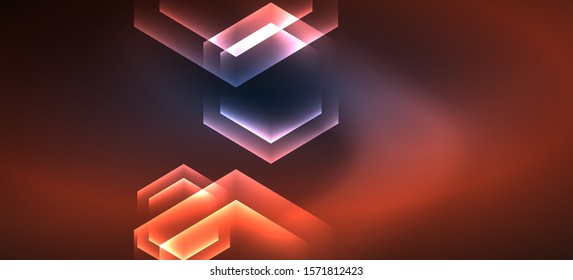 Neon shiny color lines background. Abstract colorful web template Geometric modern technology concept. Vector abstract background banner design.