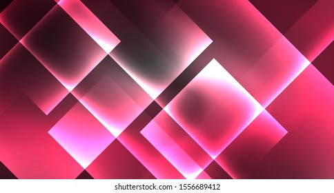 Neon shiny color squares on black, modern template. Vector