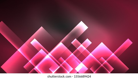 Neon shiny color squares on black, modern template. Vector