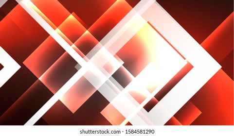 Neon shiny color squares on black, modern template. Vector