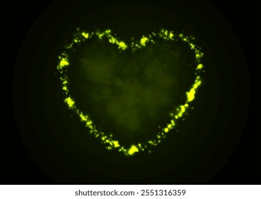 Neon shiny green heart abstract holiday background. St Valentines Day vector greeting design