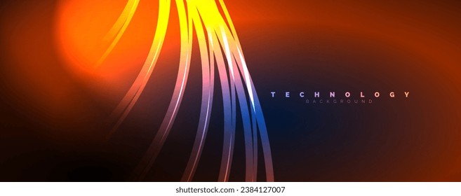 Neon shiny light abstract lines, light beams concept abstract background. Vector Illustration For Wallpaper, Banner, Background, Card, Book Illustration, landing page