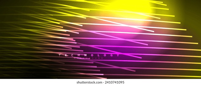 Neon shiny light abstract lines, light beams concept abstract background. Vector Illustration For Wallpaper, Banner, Background, Card, Book Illustration, landing page