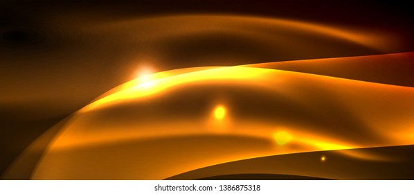Neon shiny light glowing wave lines, vector futuristic techno template