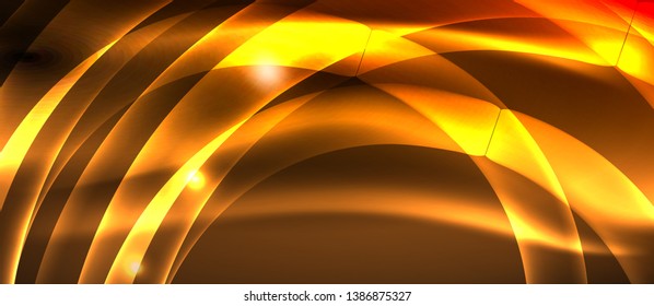 Neon shiny light glowing wave lines, vector futuristic techno template