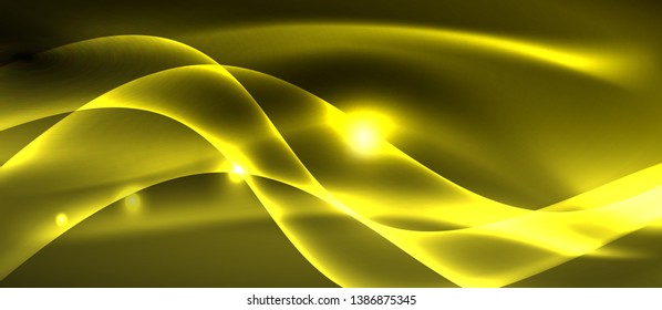 Neon shiny light glowing wave lines, vector futuristic techno template