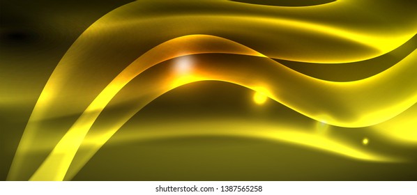 Neon shiny light glowing wave lines, vector futuristic techno template