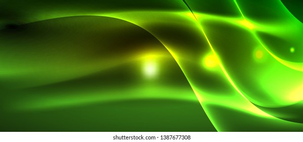 Neon shiny light glowing wave lines, vector futuristic techno template