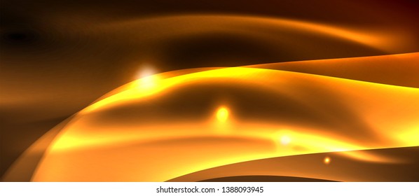 Neon shiny light glowing wave lines, vector futuristic techno template