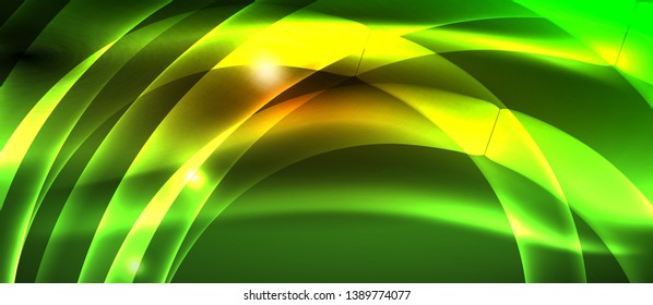 Neon shiny light glowing wave lines, vector futuristic techno template