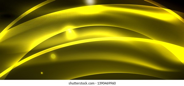 Neon shiny light glowing wave lines, vector futuristic techno template