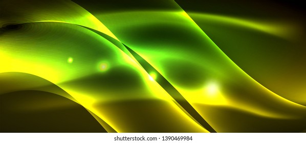 Neon shiny light glowing wave lines, vector futuristic techno template