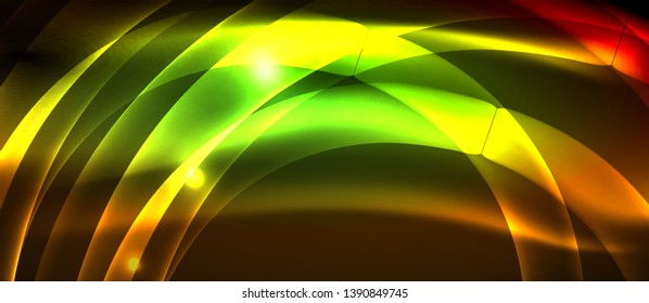 Líneas de onda luminosa brillante neón, plantilla de tecnología futurista vectorial