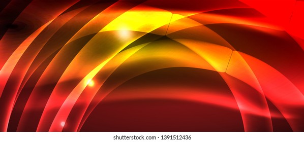 Neon shiny light glowing wave lines, vector futuristic techno template