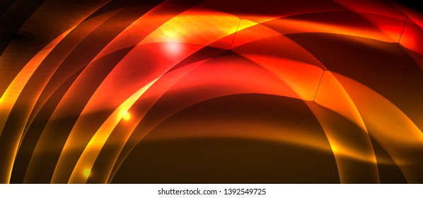 Neon shiny light glowing wave lines, vector futuristic techno template