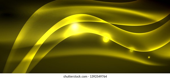 Neon shiny light glowing wave lines, vector futuristic techno template