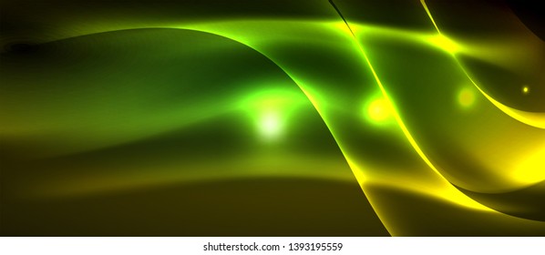 Neon shiny light glowing wave lines, vector futuristic techno template