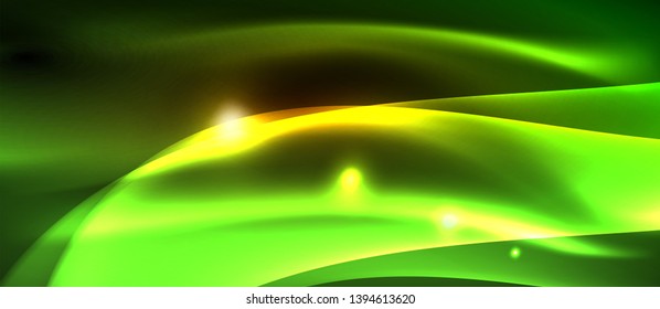 Neon shiny light glowing wave lines, vector futuristic techno template