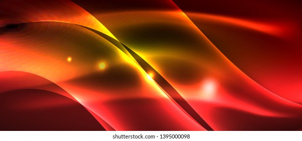 Neon shiny light glowing wave lines, vector futuristic techno template