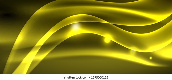 Líneas de onda luminosa brillante neón, plantilla de tecnología futurista vectorial