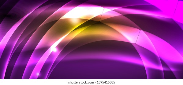 Neon shiny light glowing wave lines, vector futuristic techno template